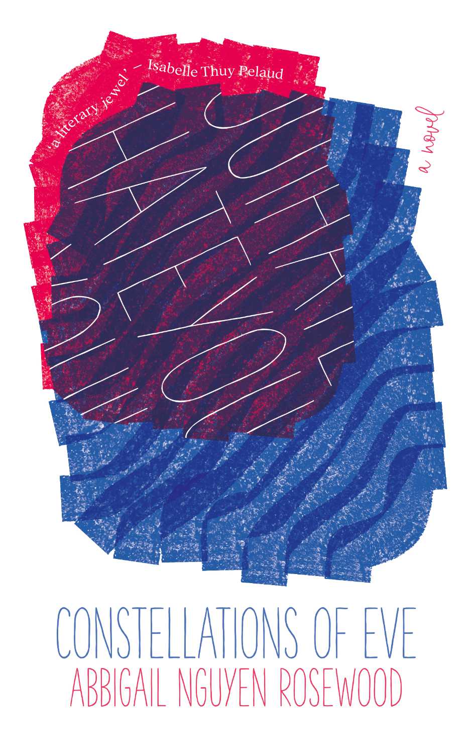 Cover features a bright red and blue abstract image of a heart/water with the text ‘I HATE YOU’ repeated across it’s centre.